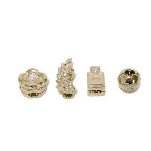 Chanel Camellia Flower Barrette No. 5 Leaf Clasp 4-Piece Set Pearl Rhinestone...